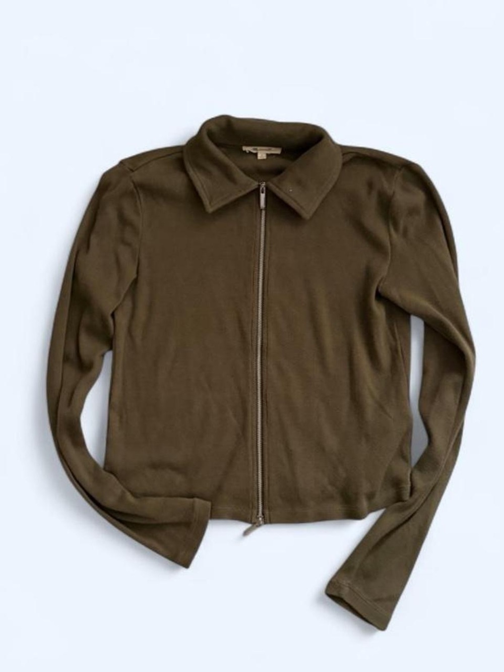 Madewell Olive Zip-Up Collared Bomber Jacket